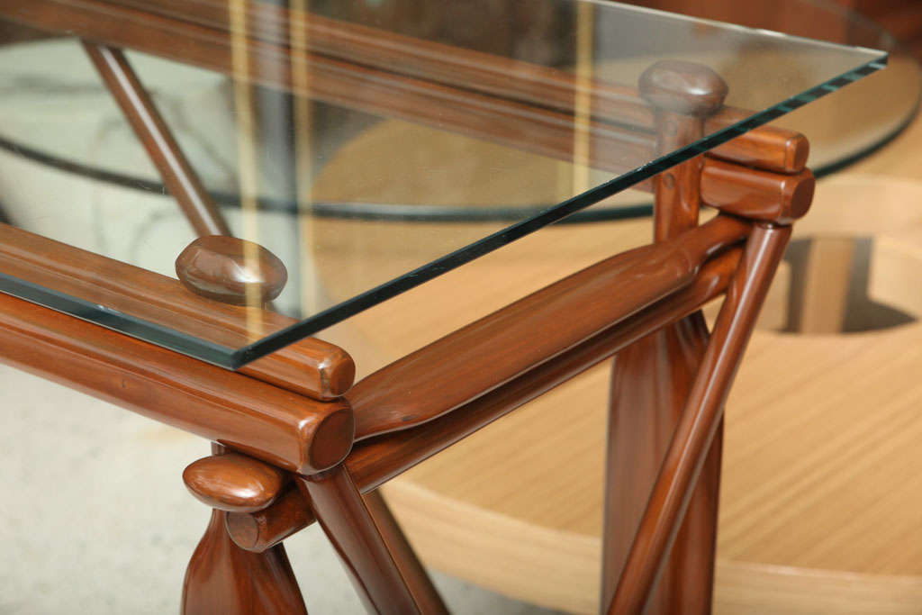 Italian Modern Mahogany and Glass Console, Silvio Cavatorta 2