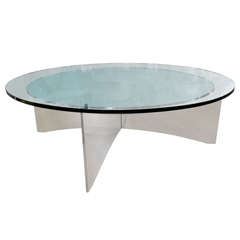 Unusual concave green mercury glass coffee table