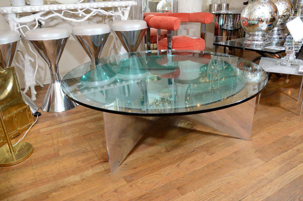 Unusual concave green mercury glass coffee table at 1stDibs