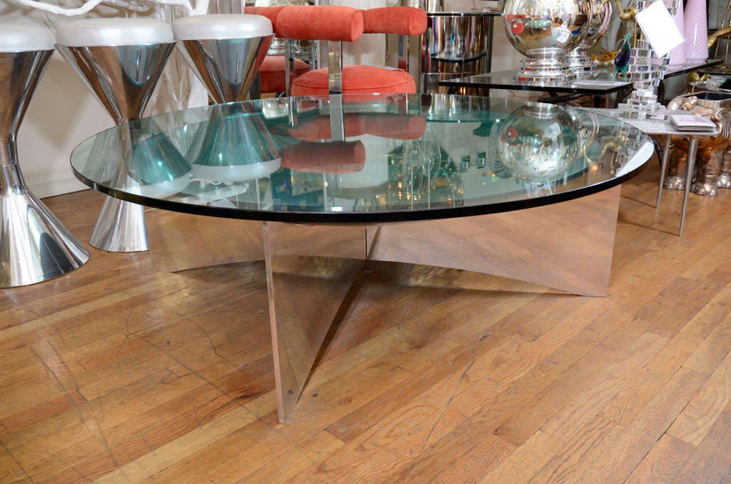 Unusual concave green mercury glass coffee table at 1stDibs
