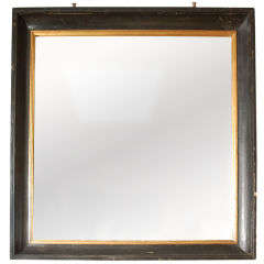 French Black and Gilt Square Mirror, Circa 1860