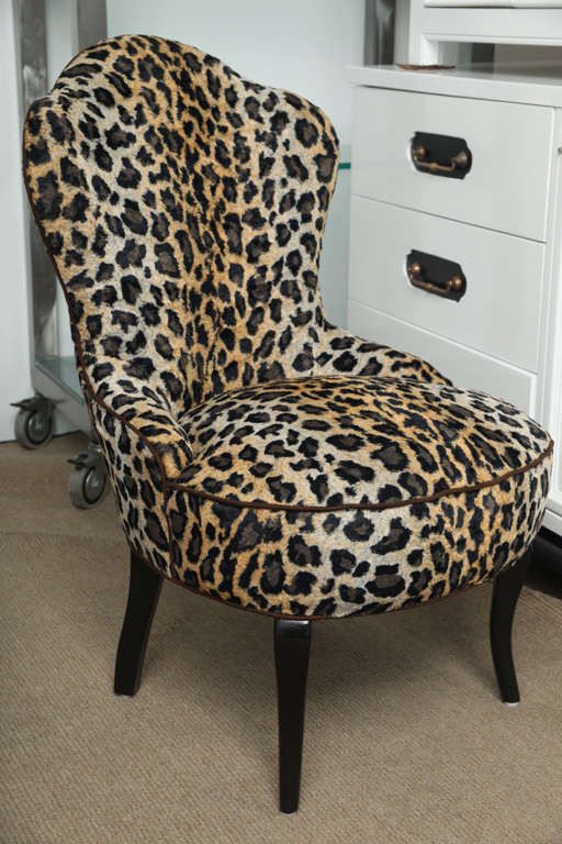 Mid-20th Century Pair of  Faux Leopard Bedroom Chairs