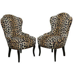 Pair of  Faux Leopard Bedroom Chairs