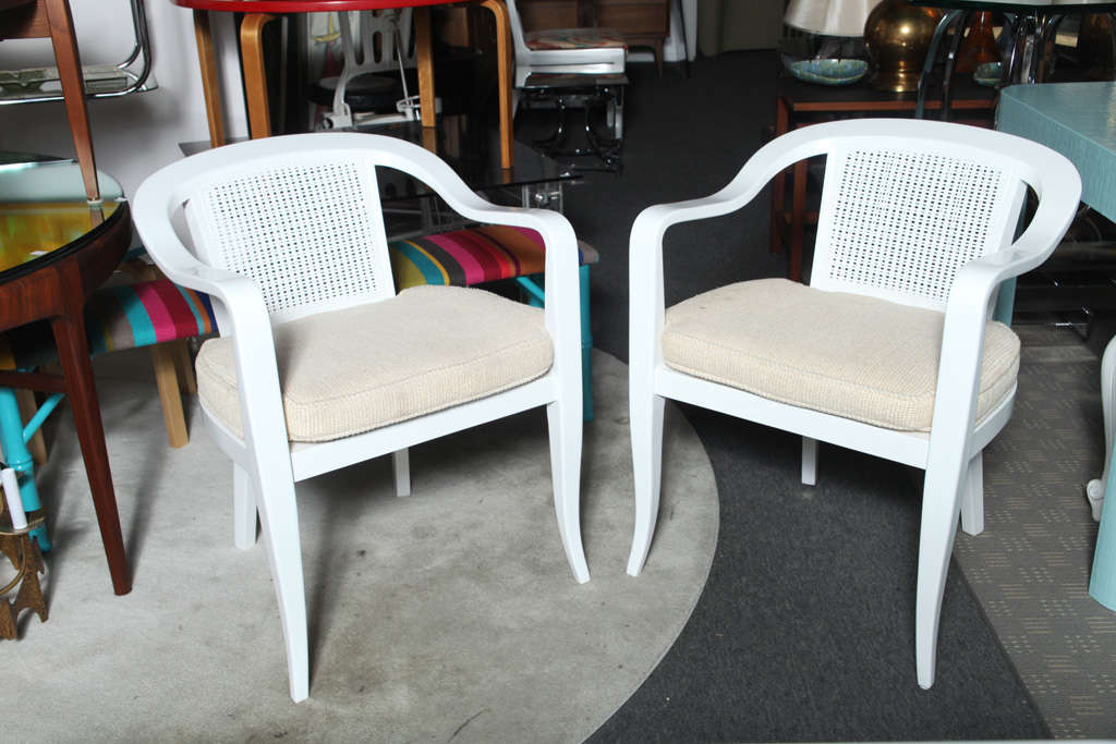 Set of 4 White Lacquered Solid  Maple Wood Chairs