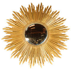 Large Gold Leaf Sunburst Mirror