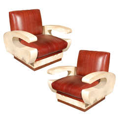 Pair of French Modernist Armchairs 4