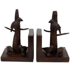 Vintage Carved Bird Bookends