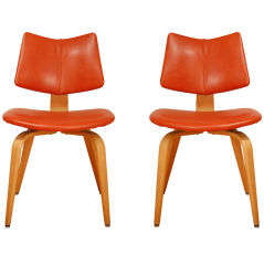 Pair of Leather Thonet Chairs