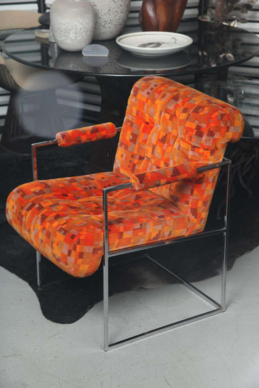 Late 20th Century Pair of Milo Baughman Chairs with Original Larsen Fabric