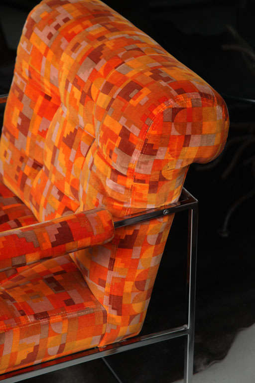 Pair of Milo Baughman Chairs with Original Larsen Fabric 1