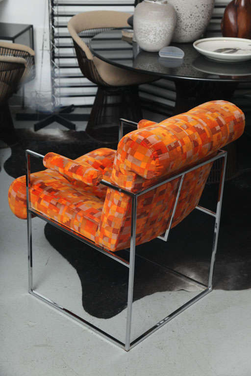 Pair of Milo Baughman Chairs with Original Larsen Fabric 3