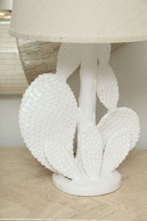 Late 20th Century Pair of Whimsical Italian Ceramic Cactus Lamps