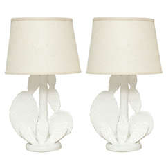 Pair of Whimsical Italian Ceramic Cactus Lamps