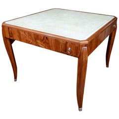 Arbus Style Rosewood Game Table with Leather Top, 20th Century