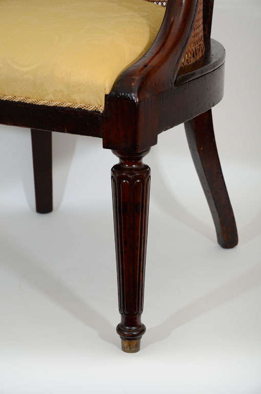 Mahogany Barrel Back Caned Desk Chair, 19th Century 7