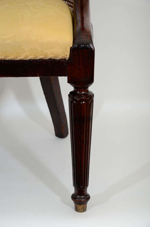 Mahogany Barrel Back Caned Desk Chair, 19th Century 2