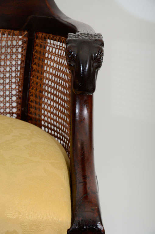 Mahogany Barrel Back Caned Desk Chair, 19th Century 3