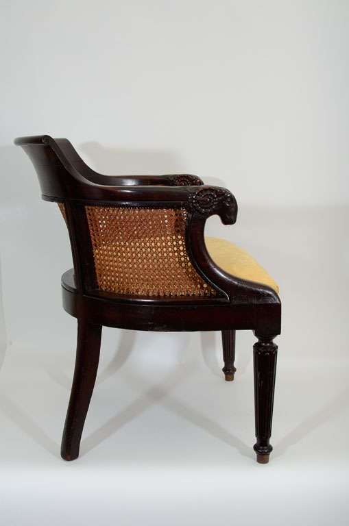 Mahogany Barrel Back Caned Desk Chair, 19th Century 4
