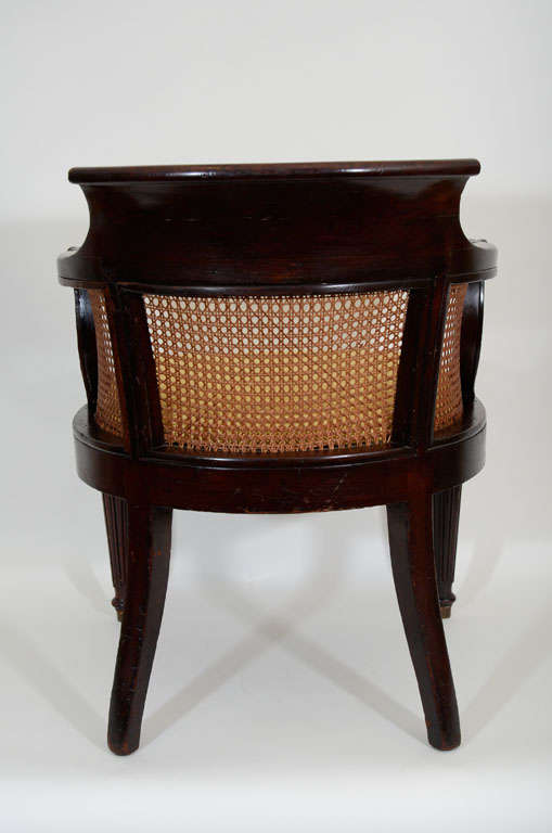 Mahogany Barrel Back Caned Desk Chair, 19th Century 6