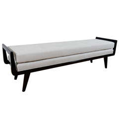 Two Handled Upholstered Wood Framed Bench