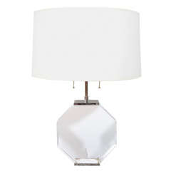 Large Octagonal Lucite Table Lamp