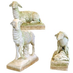 Set of Three 18th Century Carrara Marble Sheep