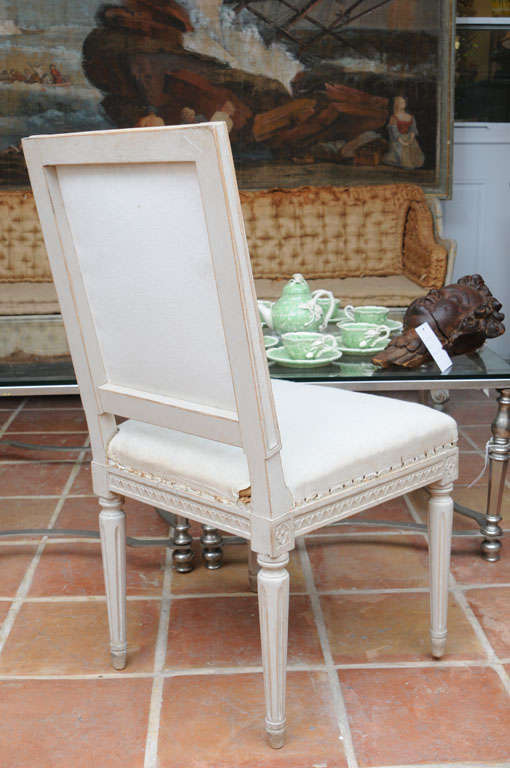 19th Century Set of six Gustavian Square Back Dining Chairs