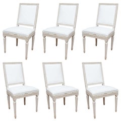 Set of six Gustavian Square Back Dining Chairs