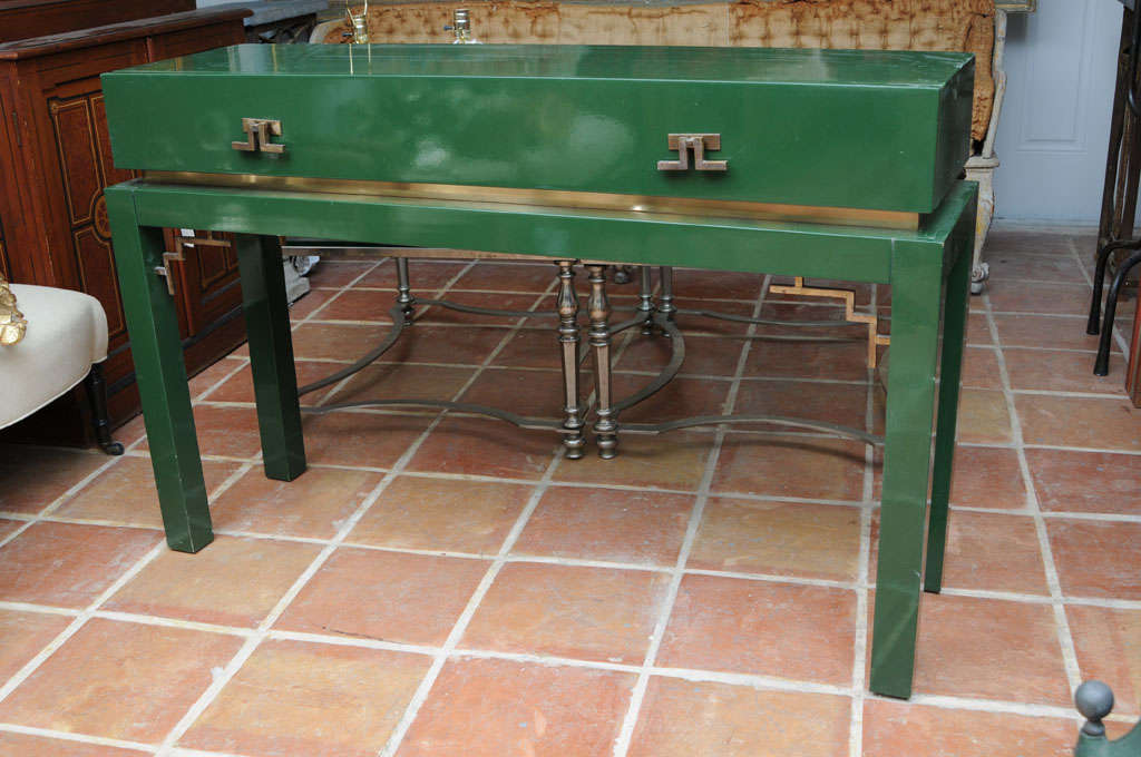 Green Lacquer Console Table