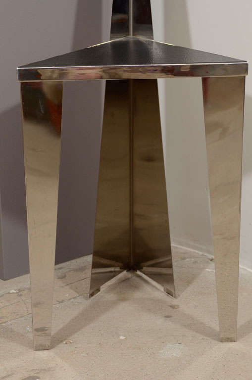 Italian Geometric Mirror Polished Stainless Steel Sidechair In Good Condition For Sale In East Hampton, NY