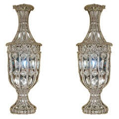 Pair of Cut Crystal and Beaded Appliques in the manner of Bagues