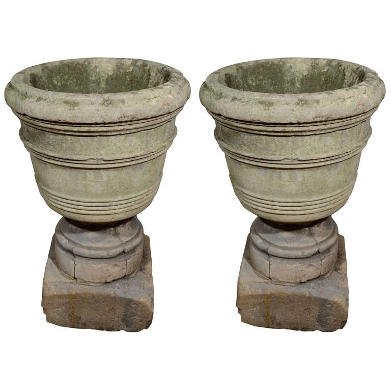 French Stone Urn on a Pedestal For Sale