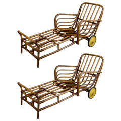 Pair of Bamboo Chaise Lounge Chairs