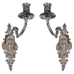 French Silvered Metal Candelabras