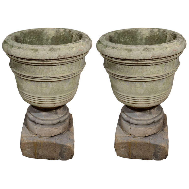 French Stone Urn on a Pedestal For Sale at 1stDibs