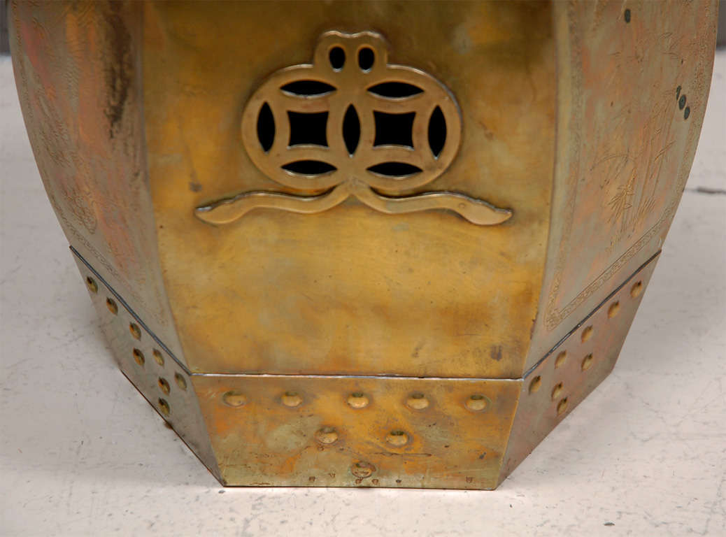 Brass Drum Side Table at 1stDibs