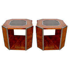Pair of Burl Walnut Side Tables
