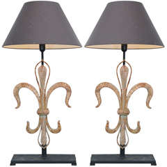Pair of Large Fleur de Lis Lamps