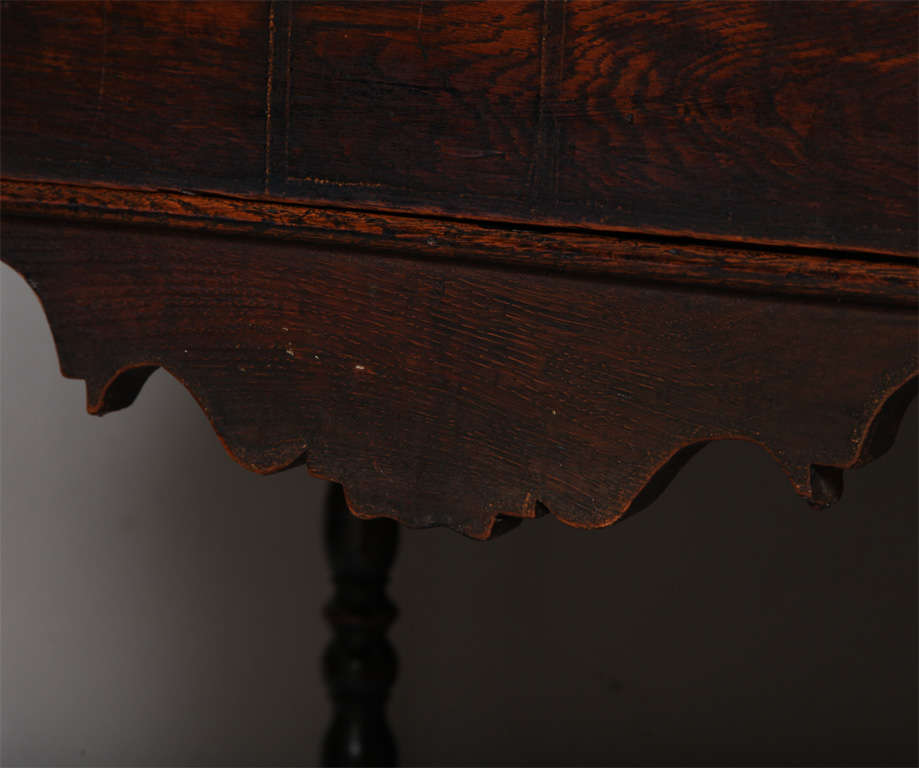 English Oak and Inlaid Walnut Side Table For Sale 1