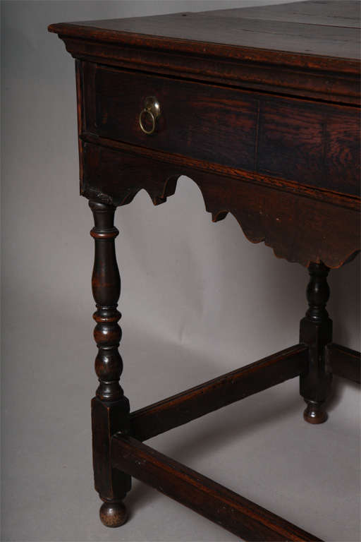 English Oak and Inlaid Walnut Side Table For Sale 2