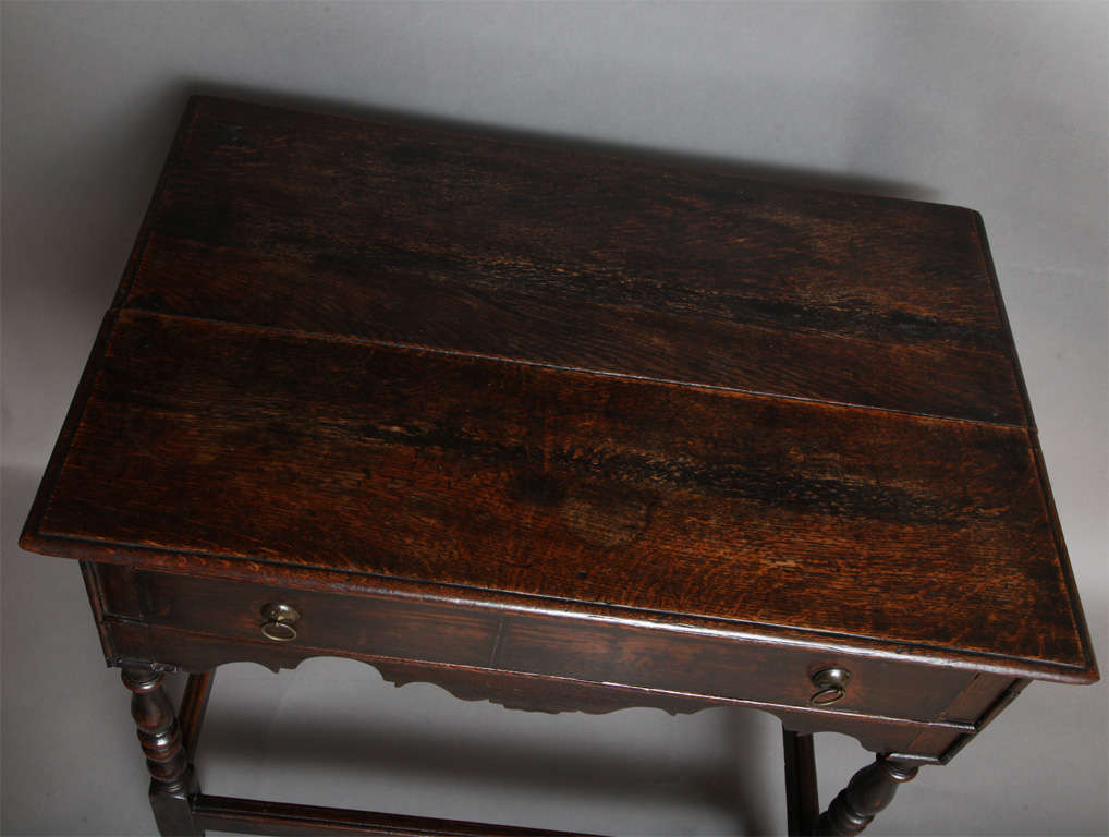 English Oak and Inlaid Walnut Side Table For Sale 4