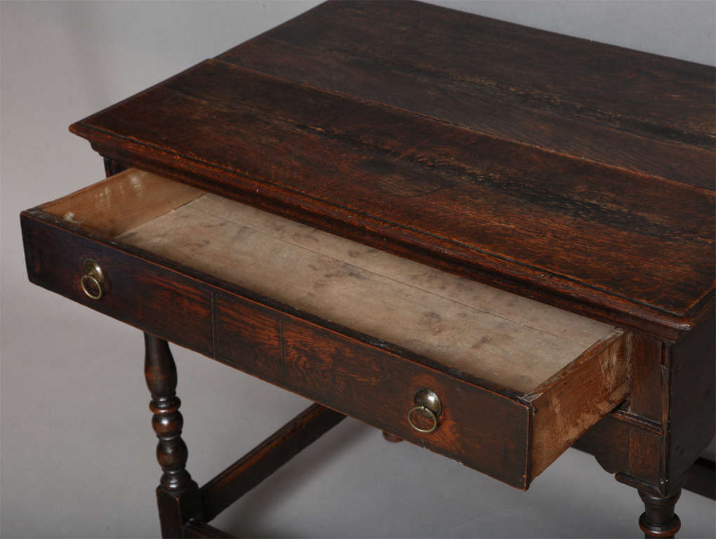 English Oak and Inlaid Walnut Side Table For Sale 5