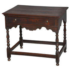 English Oak and Inlaid Walnut Side Table 9
