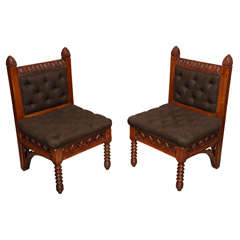 Pair of American Gothic Revival Architectural Side Chairs