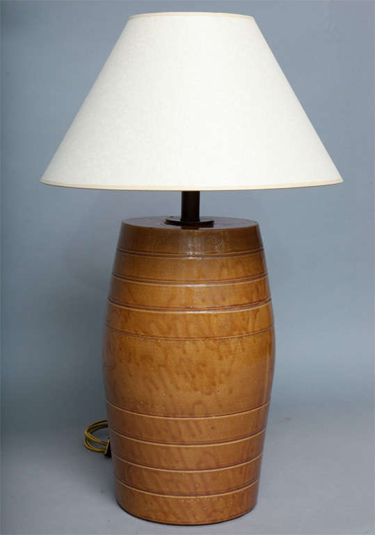 19th Century English Ceramic Barrel as Lamp