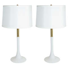 Vintage Pair of Modernist Venini Glass Table Lamps