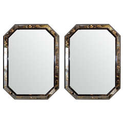 Pair of Hollywood Mid Century Octagonal Mirrors