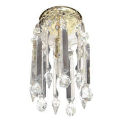 1940
s Hollywood Cut Crystal Flush Mount Light Fixture