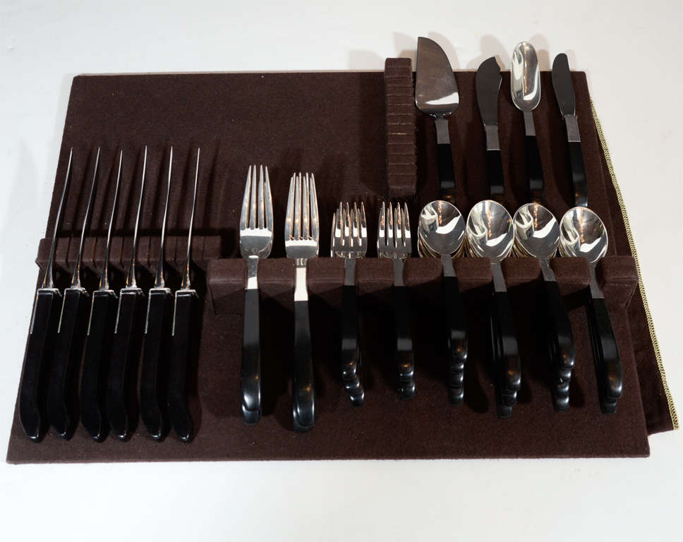 Mid Century Set of Sterling Flatware "Contrast" by Lunt