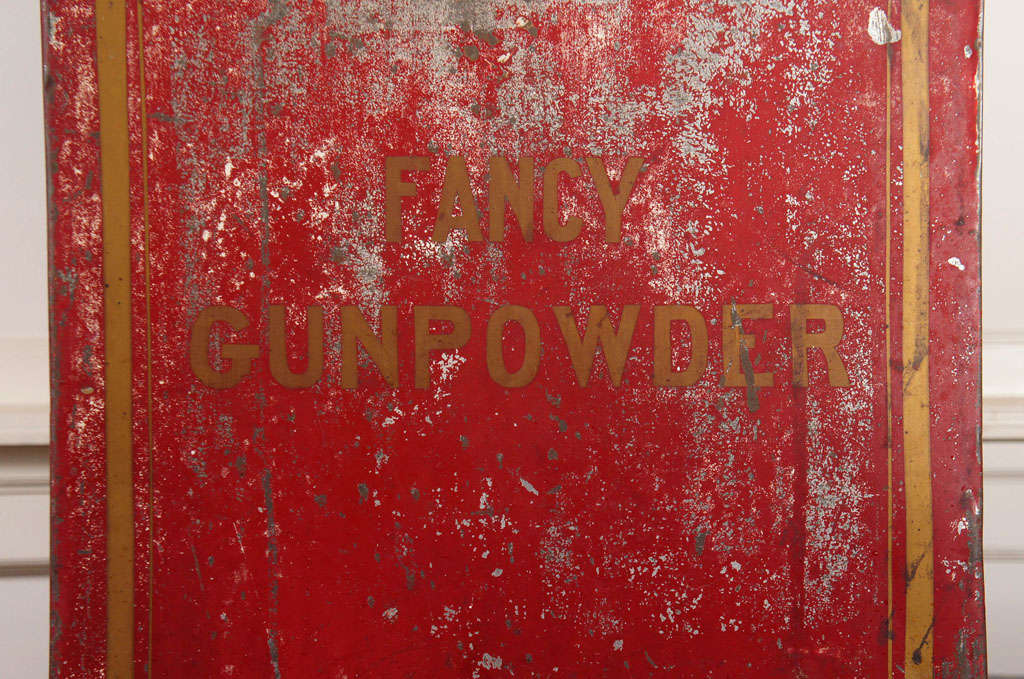 American Red Tole Gunpowder Canister For Sale 2